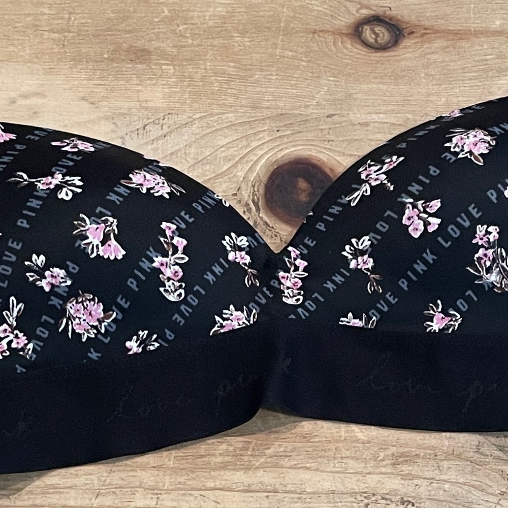 Victoria’s Secret PINK floral silky bra bralette dainty cottagecore feminine 32A - Picture 2 of 8